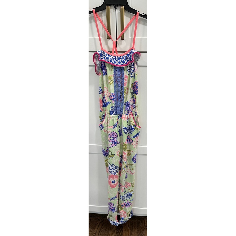 Matilda Jane Floral Jumpsuit Ruffle‎ Trim Pockets Girls Size 14